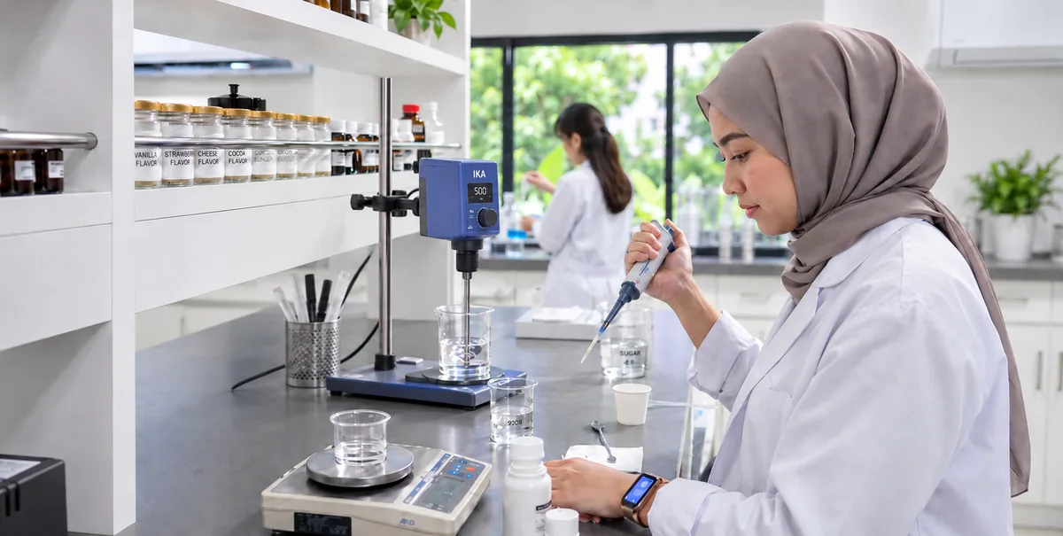 Application lab technician developing a formulation